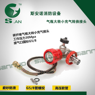 超大转小防爆大转小6.8L碳纤维高压气瓶30mpa大转小充气转接头