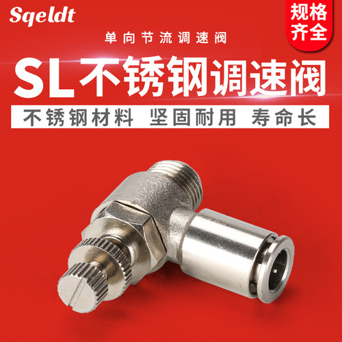 气管快速快插节流阀304不锈钢气动接头气缸调速开关SL8-02/6-01