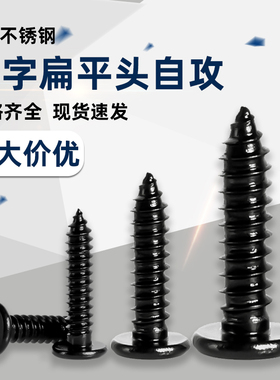 黑色304不锈钢CA十字扁平头自攻螺丝钉大薄头M2.9-M6.3A014