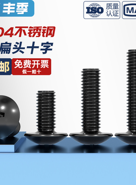 国标黑色304不锈钢十字大扁头机螺钉镀黑锌蘑菇头螺丝MM2M3M4M5M6