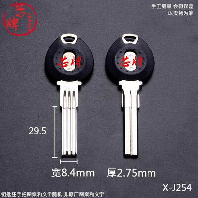 J254 胶2号1+1钥匙胚中间铣槽一面双排打孔防盗门超C级钥匙坯芯牌