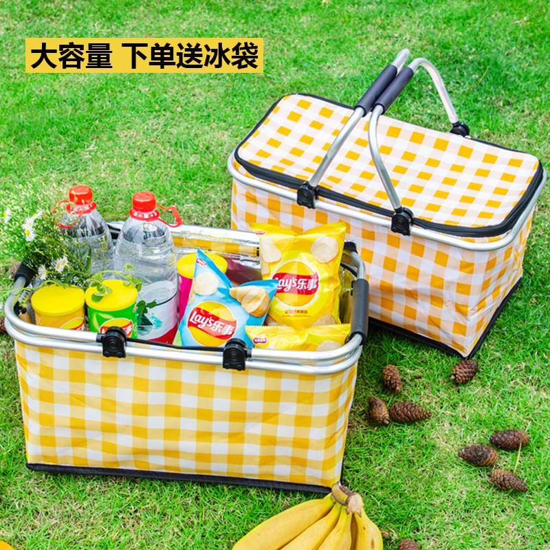 户外折可叠保温餐篮大容量野手提包野300外露营车载外出携野餐便