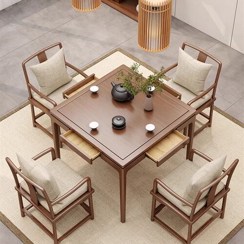 新实木方桌餐桌椅正方形茶桌白蜡木八仙桌茶馆酒店棋牌桌
