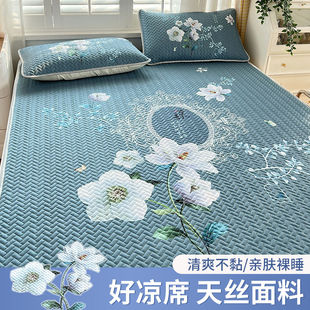 卡通型印天丝凉席三件夏季洗款软席宿舍冰丝席子