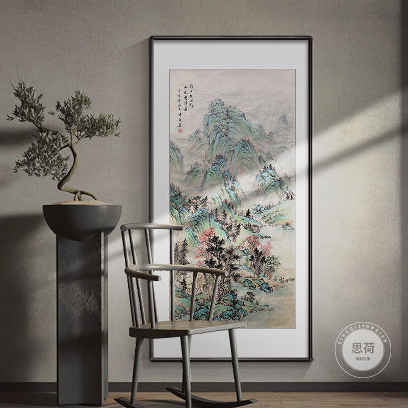 纯手绘真迹新入户玄关饰画端挂画大气山水画国画名家画作