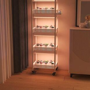 知三月便携室内家用透气多肉花架小推车带滑轮可移动加厚小型植物