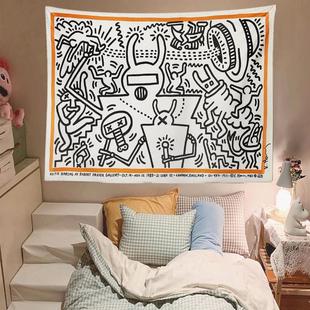 涂鸦装饰布床头背景布 卧室房间墙面装饰大改造挂布 网红文艺挂毯