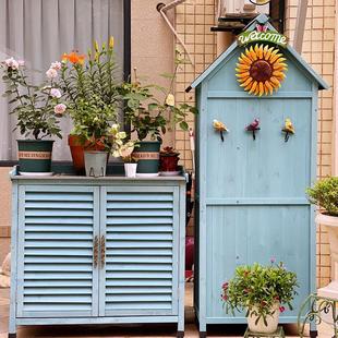 室外收纳储物柜防雨防晒园艺工具房阳台庭院花园杂物箱农具置物架