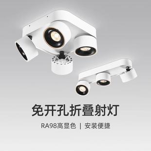 射灯防眩led天花灯客厅餐厅背景墙方形cob多头四头吸顶式 明装 筒灯