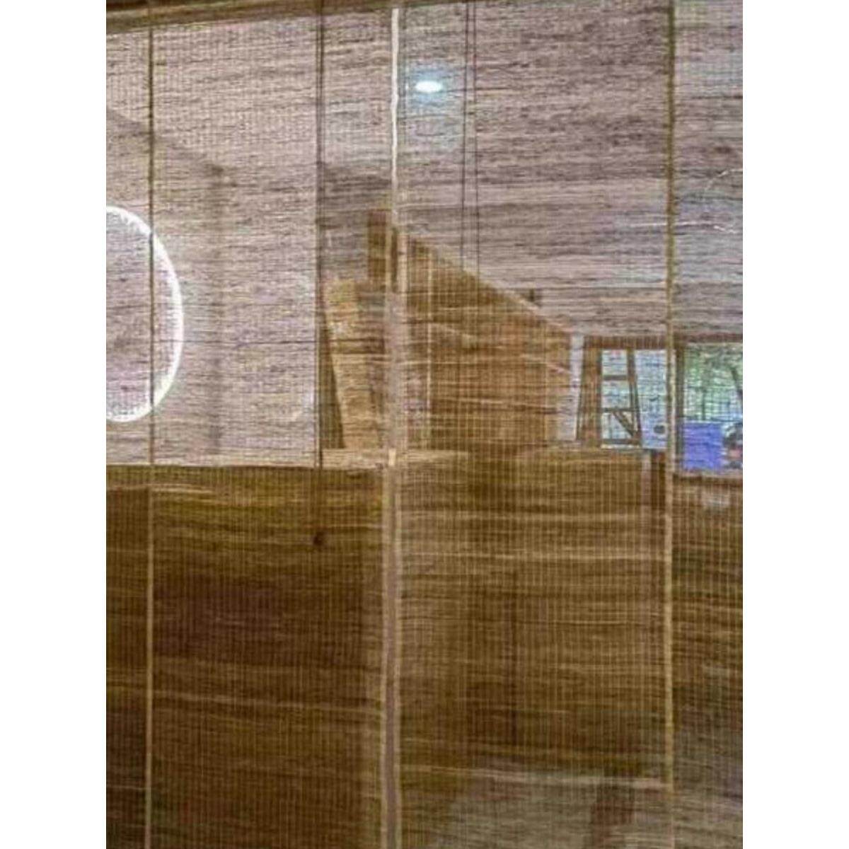 阳台窗帘免打孔阳光玻璃房遮光屏风遮阳帘茶室卷帘苎麻隔断帘屏风