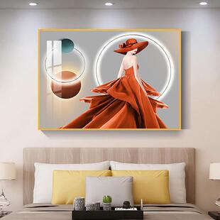 主卧床头装饰画水晶瓷客厅沙发背景墙挂画现代平易近人豪华风格暖