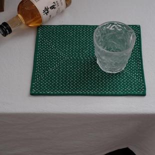 桌垫隔热垫干泡家用茶席茶道零配 川谷纯手工刺子绣茶席茶垫日式