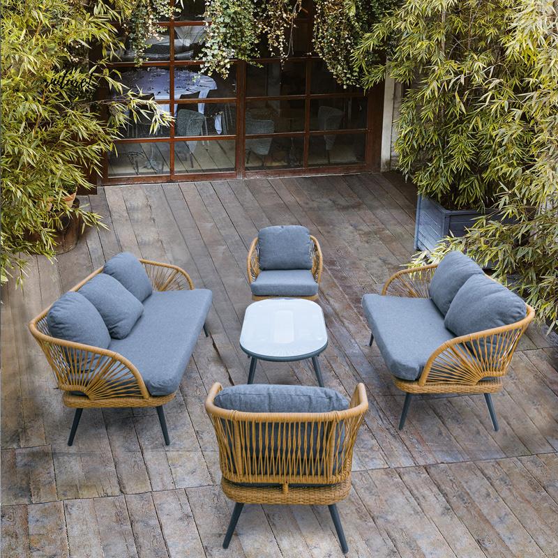 户外沙发藤编家具阳光房室外防水阳台藤椅沙发单双人三人茶几组合