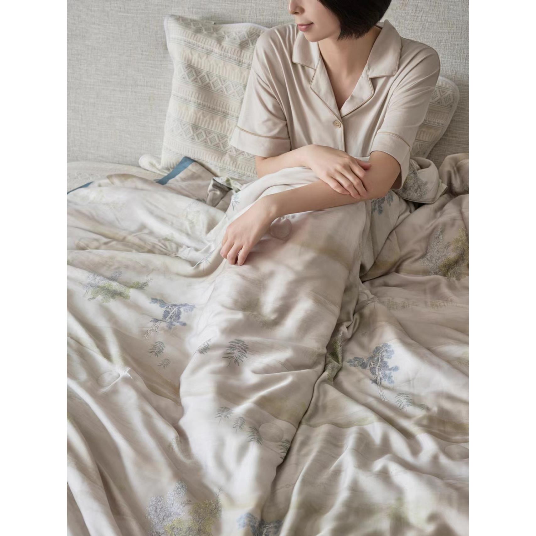 雅赞夏被水洗被全棉纱布莫代尔双层纱空调被柔软可机洗双人夏凉被