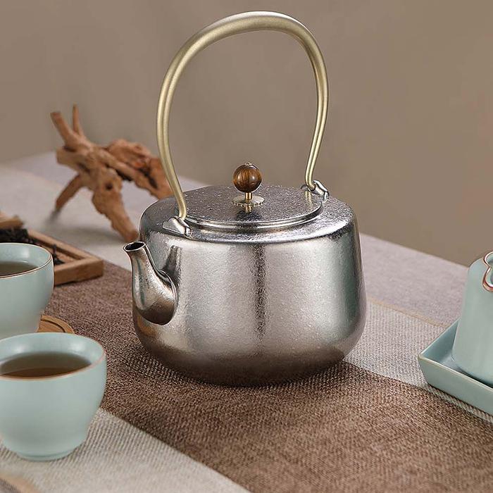 博友制钛纯钛烧水壶1300ml户外便携轻便煮茶壶高端工夫茶水壶茶具