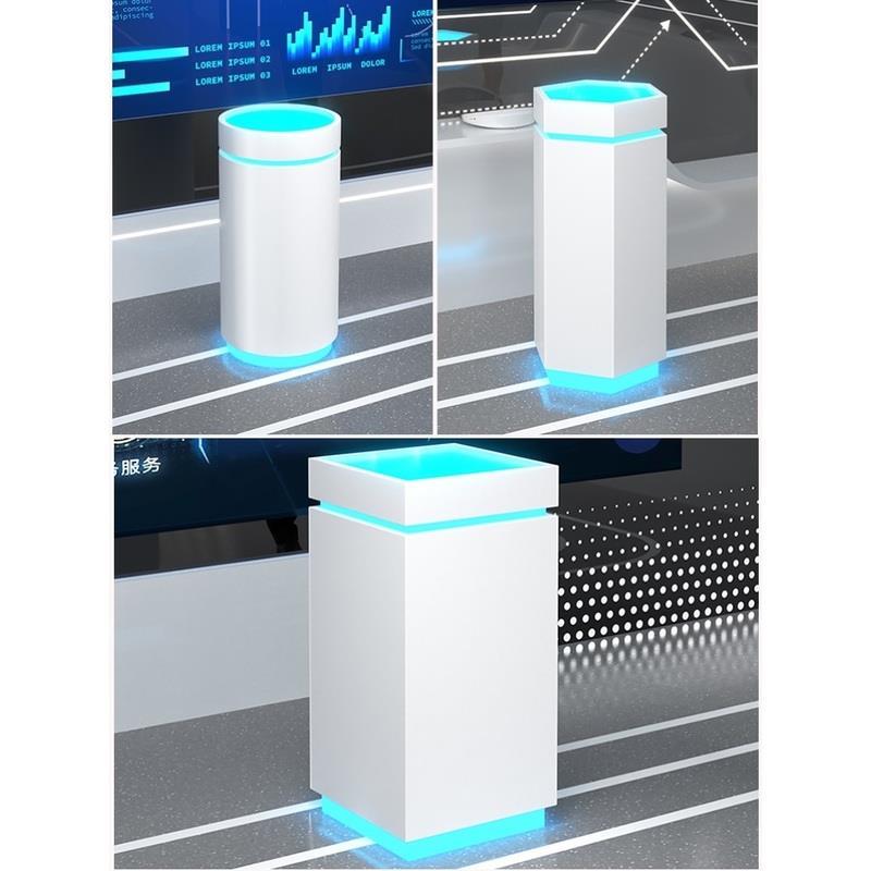 现货烤漆展示台圆柱形异型发光地台菱形智能锁无人机飞机模型展台