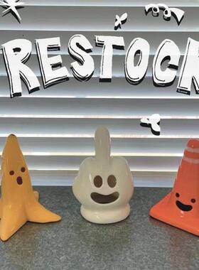 高级感小众创意搞怪摆件万圣节香蕉警示标中指个性桌面摆件礼物