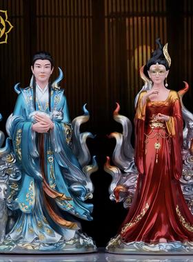 九姑娘神像九尾娘娘青丘白狐女神树脂白衣红衣九公子家用摆件