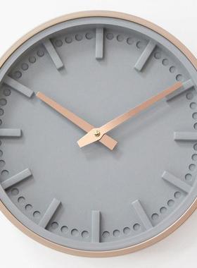 北欧玫瑰金灰色立体刻度数字挂钟客厅静音卧室挂表12寸钟表时钟