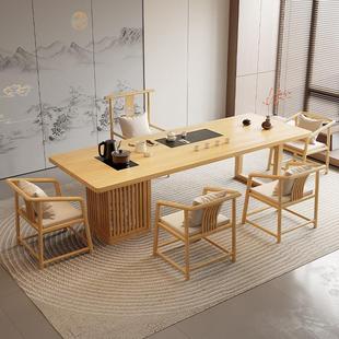 宋代美学茶桌新中式功夫实木两用茶台喝茶办公一体桌2025新款高端