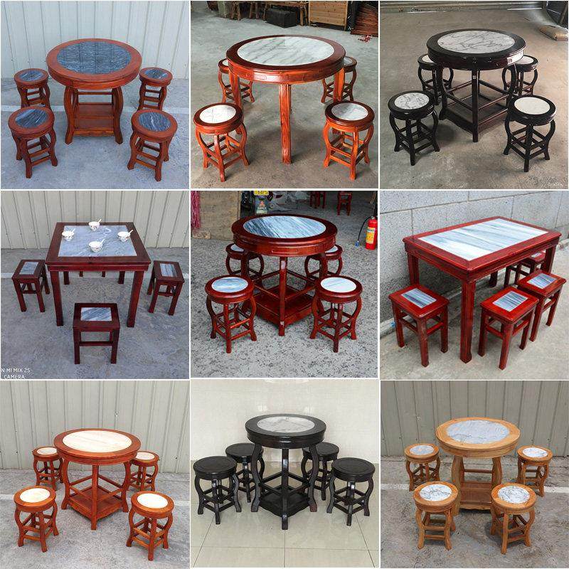 仿古实木云石早餐商用面馆凉茶店桌椅快餐桌大理石饭店圆桌子组合,住宅家具,大理石餐桌,淘宝优惠券,粉丝福利购,淘宝优惠卷