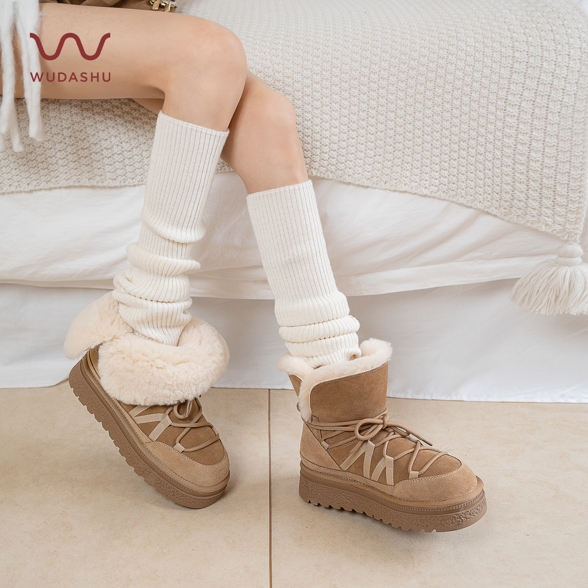 吴大叔2025秋冬加绒加厚雪地靴羊毛短靴女保暖舒适时尚百搭时装靴