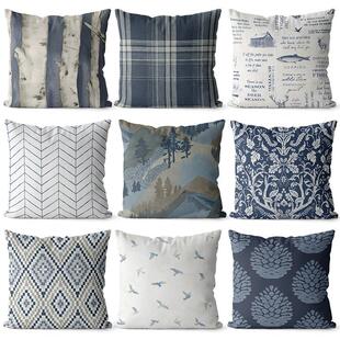 斯堪的纳维亚棉和亚麻枕套B&B装饰沙发靠垫床边大枕头汽车简单现