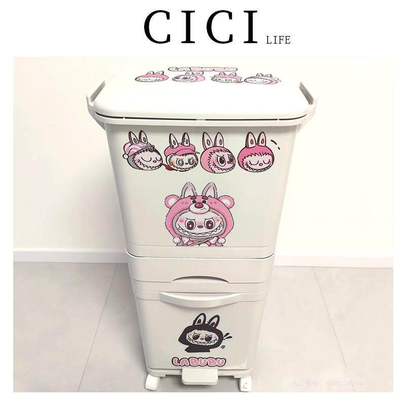 2025新款厨房垃圾桶免弯腰家用加高款可移动大号大容量分类卫生桶