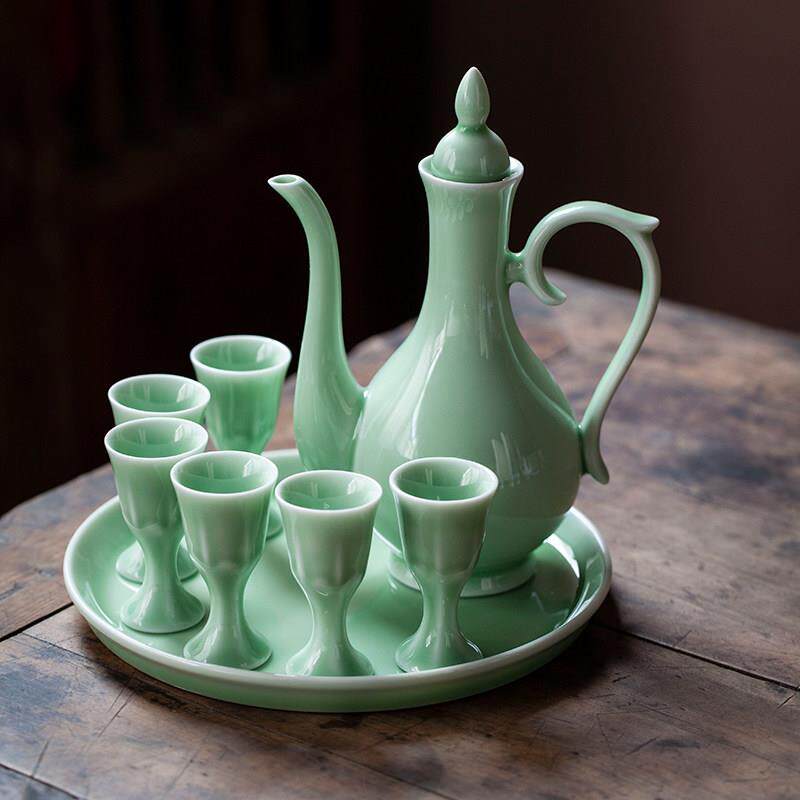 中式陶瓷酒壶彷古家用半斤装酒具组套分酒器老式一口杯古风白酒杯