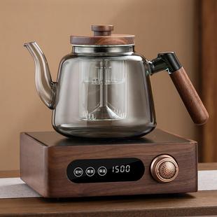 胡桃木围炉煮茶器家用套装 玻璃煮茶壶耐热防爆新款 烧水电陶炉煮茶
