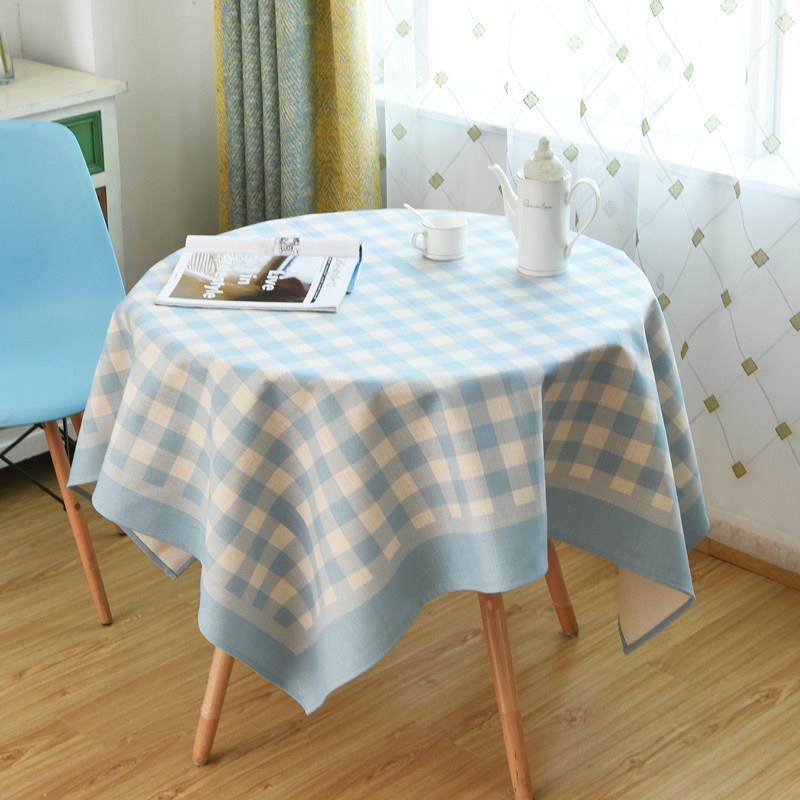 文艺清新格子餐桌布艺 圆形方形长方形桌布茶几布台布盖布