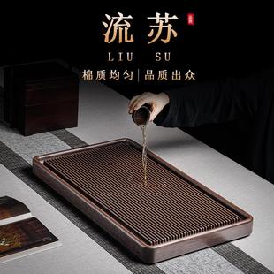 德国电木茶盘家用轻奢实木原木干泡茶台整块黑檀木办公室功夫茶具