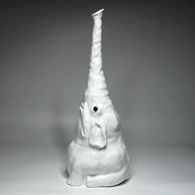 不仁斋 薛继业 陶瓷雕塑 白瓷大象 摆件潮玩