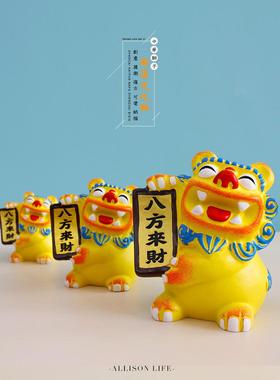 可爱中国风狮三百招财风狮爷办公桌面店铺开业礼品狮子小摆件一对