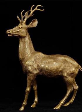 新中式梅花鹿摆件铜工艺品家居客厅玄关酒柜办公室装饰品开业礼品