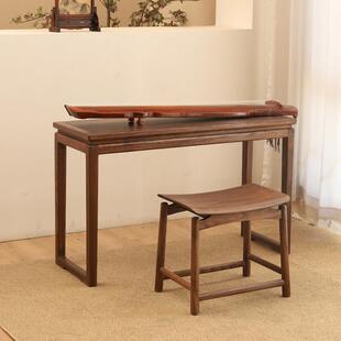 新中式禅意古琴专用桌凳实木共鸣琴桌琴凳老榆木写字书桌小型茶桌