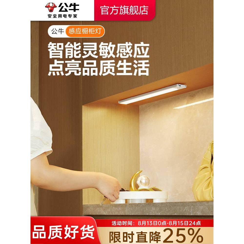 牛柜灯带Led酒柜灯充电人体传感器灯条无线不干胶厨房鞋柜衣柜灯