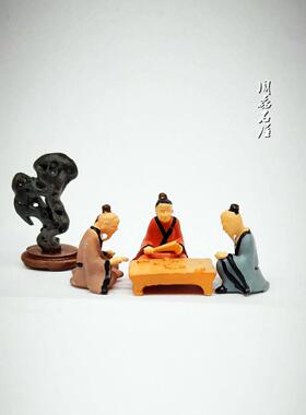 精品复古树脂对弈品茶古人摆件奇石山水盆景鱼缸沙盘微景造景装饰