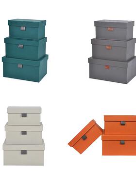 样板房衣帽间橱柜皮质收纳盒子摆件软装饰品绿橙色轻奢家居储物箱