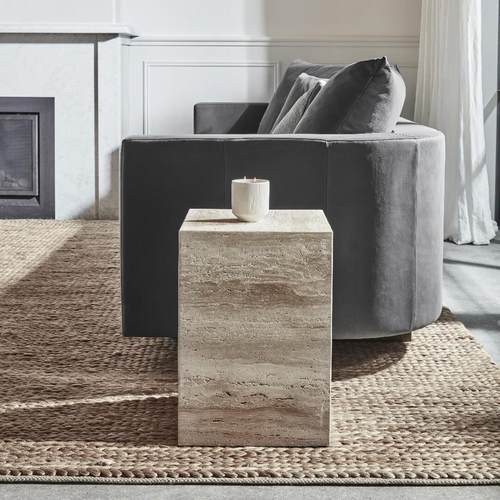 黄洞石雕塑台大理石电视柜装饰客厅底座落地大理石墩入户玄关摆件