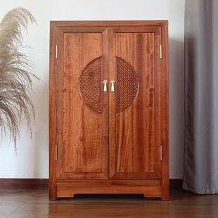 实木雕刻衣柜双门儿童衣柜新型中式低衣柜小户型衣柜樟木雕刻衣柜