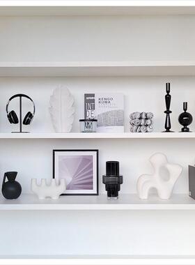 样板间书房书柜简约家居软装饰品挂画创意玻璃陶瓷几何摆件ZH3075