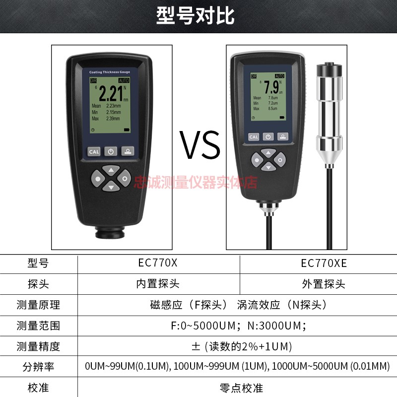 涂层测厚仪便携式高精度防腐层油漆膜厚仪钢结构搪瓷防火层EC770X