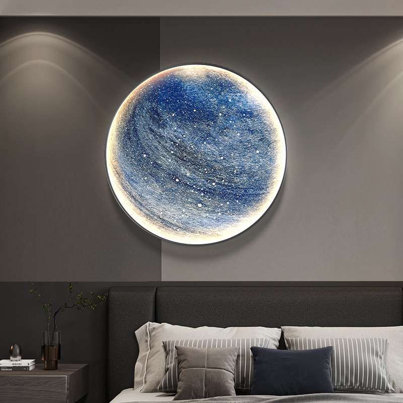 {活动价}现代轻奢月球星球玄关卧室圆形装饰画客厅沙发背景墙led