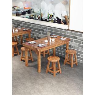 (活动价)碳化实木餐桌饭椅桌吃椅小店烧烤店馆店组面合