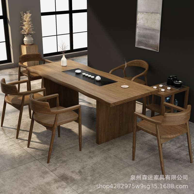 {活动价}实木茶桌茶盘一体泡茶桌椅组合现代简约茶台办公客厅茶几
