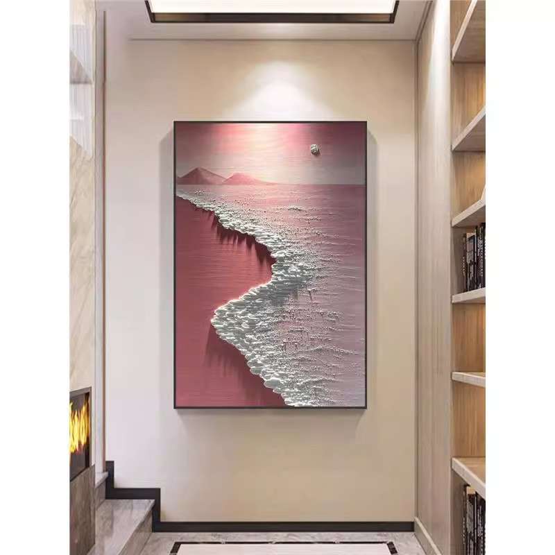 {活动价}手绘海浪厚肌理油画轻奢客厅装饰画抽象立体入户玄关走廊图片