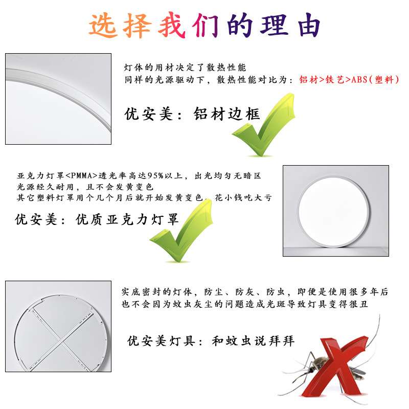 {活动价}无缝隙全光谱护眼吸顶灯led铝材简约客厅餐厅书房阳台儿