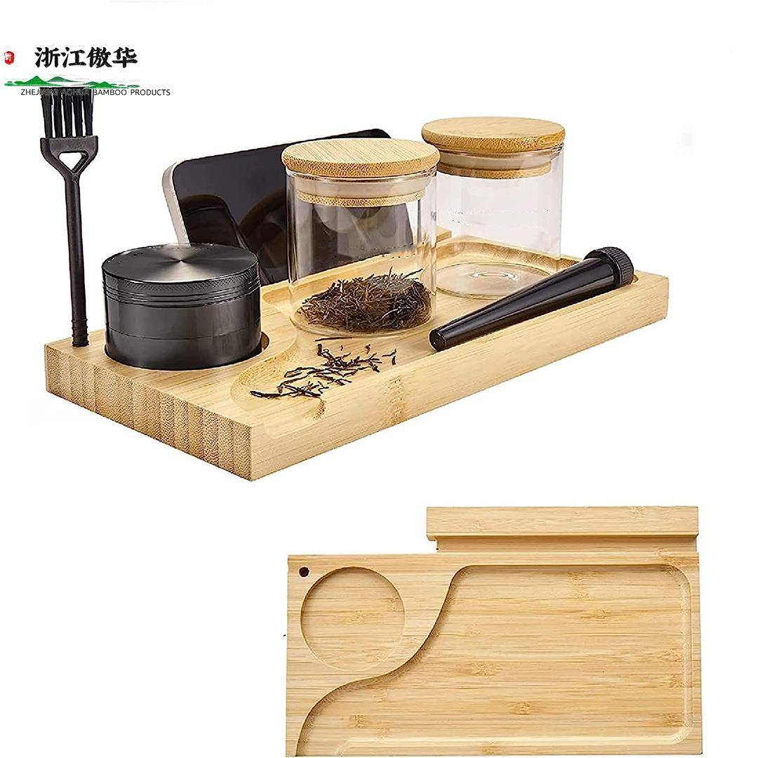 (活动价)桌面合收纳盒竹制密码盒密码带锁盒组锁玻璃罐和磨烟器
