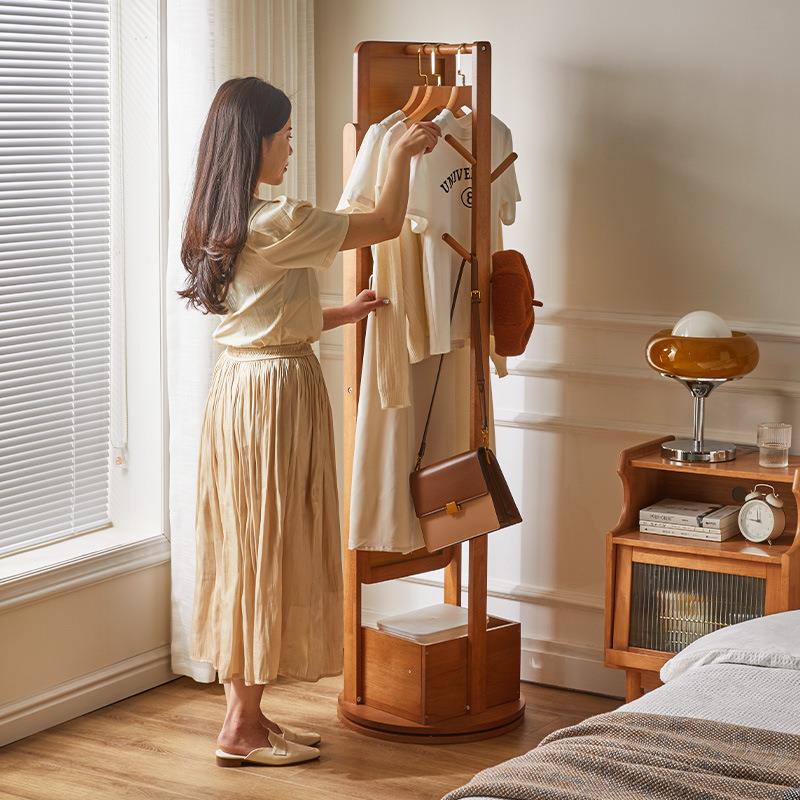 (活动价）实木子带抽屉穿旋衣镜落地转镜试衣全身镜卧室镜家用